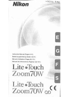 Nikon LiteTouch 70 W manual. Camera Instructions.